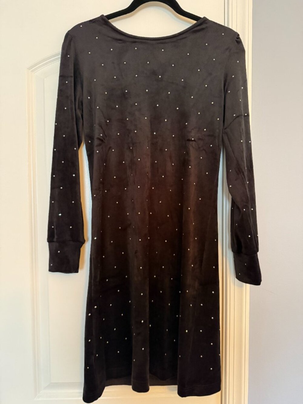 LOFT Velvet Rhinestone Tie Neck Dress XS Holiday Party